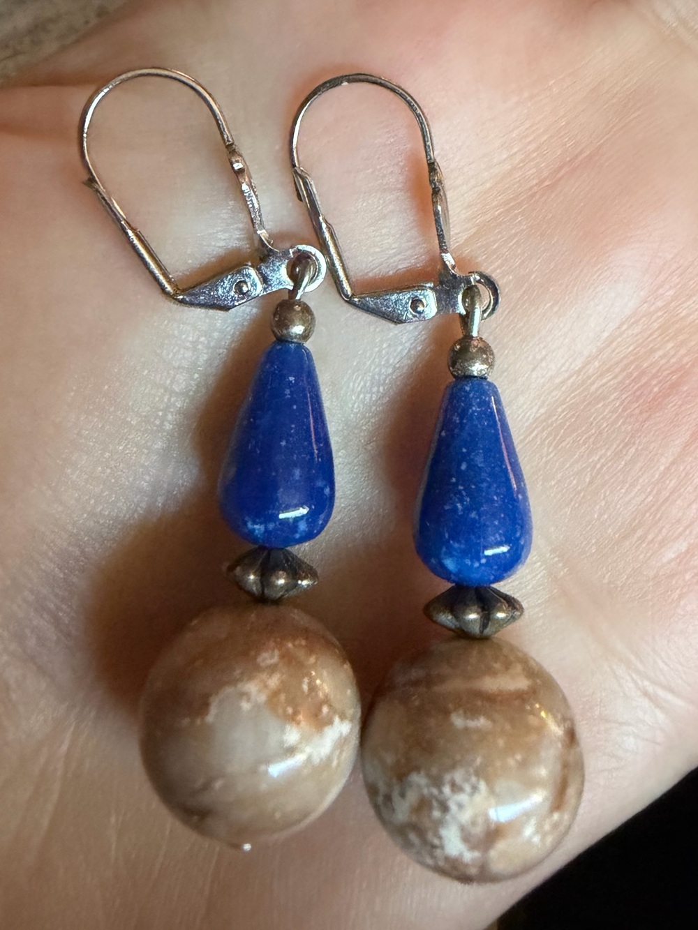 2/$25 Blue and Brown Drop Earrings - Women Jewelry